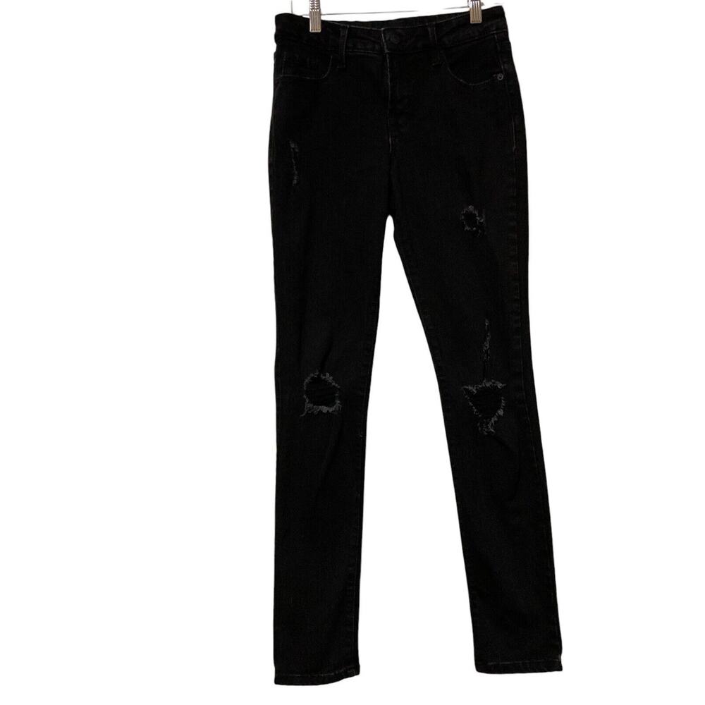 Old Navy Women's Jeans Pop Icon Skinny Black High Rise Size 0 (27x29) Distressed